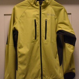 Columbia Neon Yellow Zip Coat Jacket Soft Shell Women’s Sz  S/P Light Warm